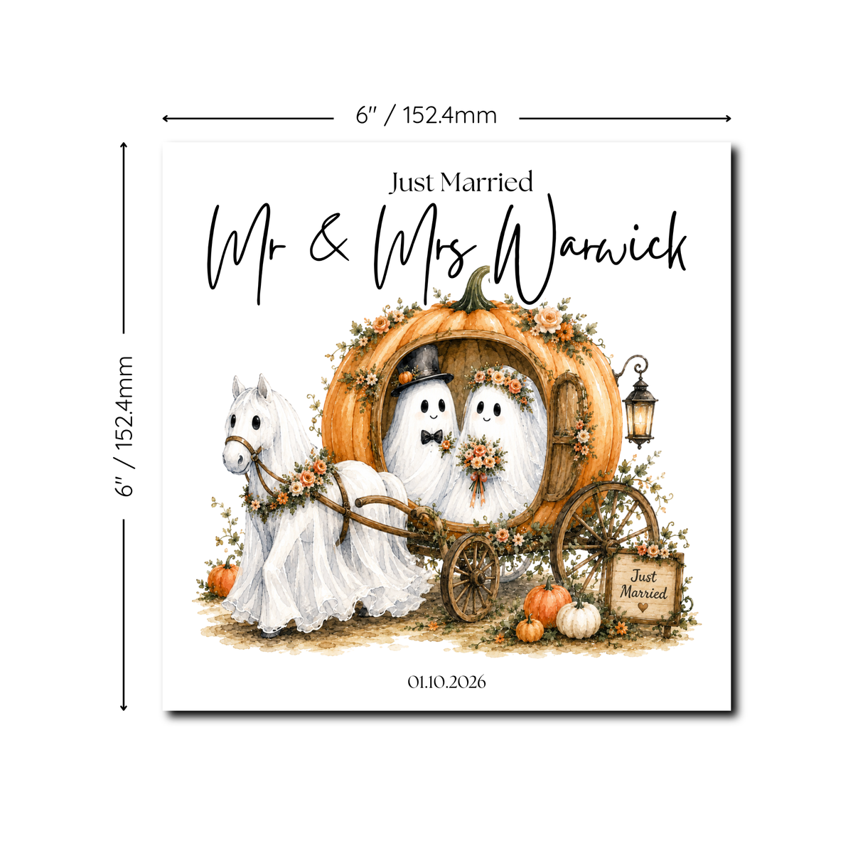 Just Married Ghost Wedding Card (MF)