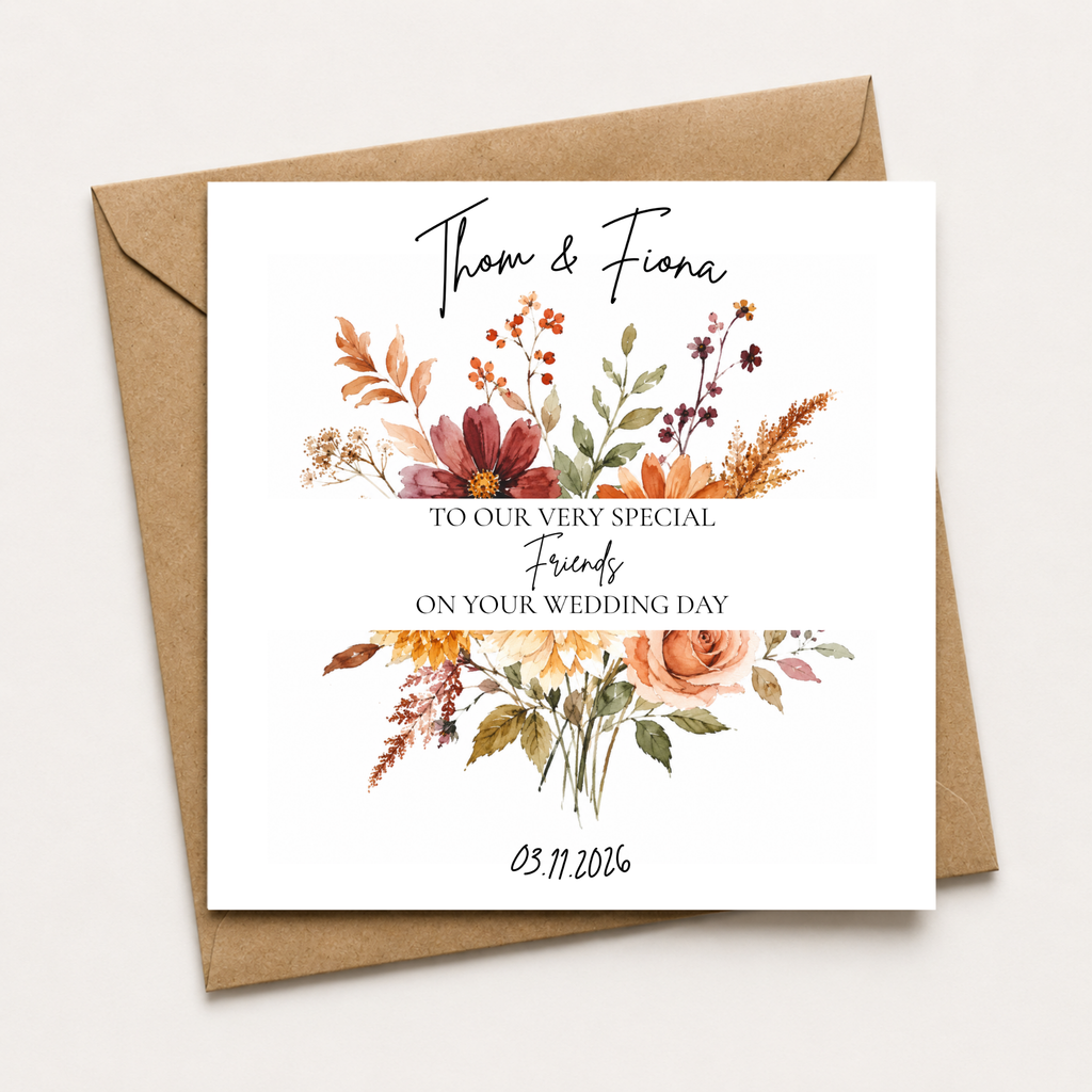 Personalised Autumn Wedding Card – Special Couple
