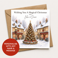 Personalised Christmas Card – Magical Christmas Village & Tree