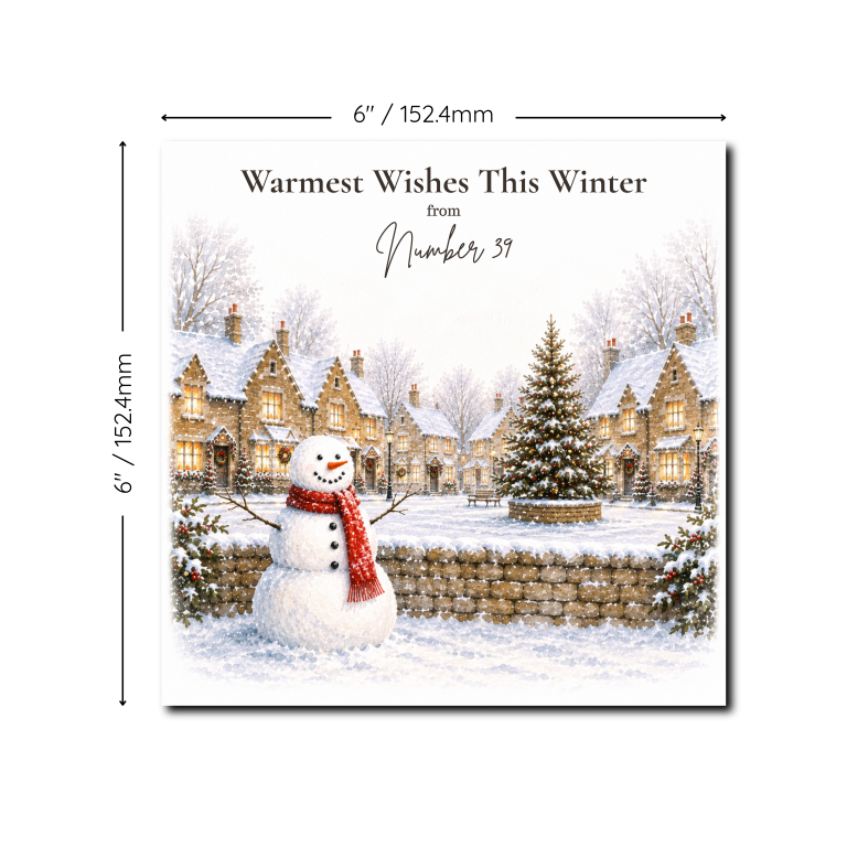 Personalised Christmas Card – Snowman & Traditional Winter Village