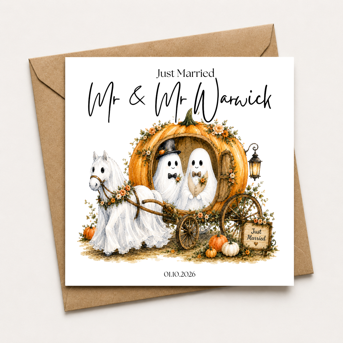 Just Married Ghost Wedding Card (MM)