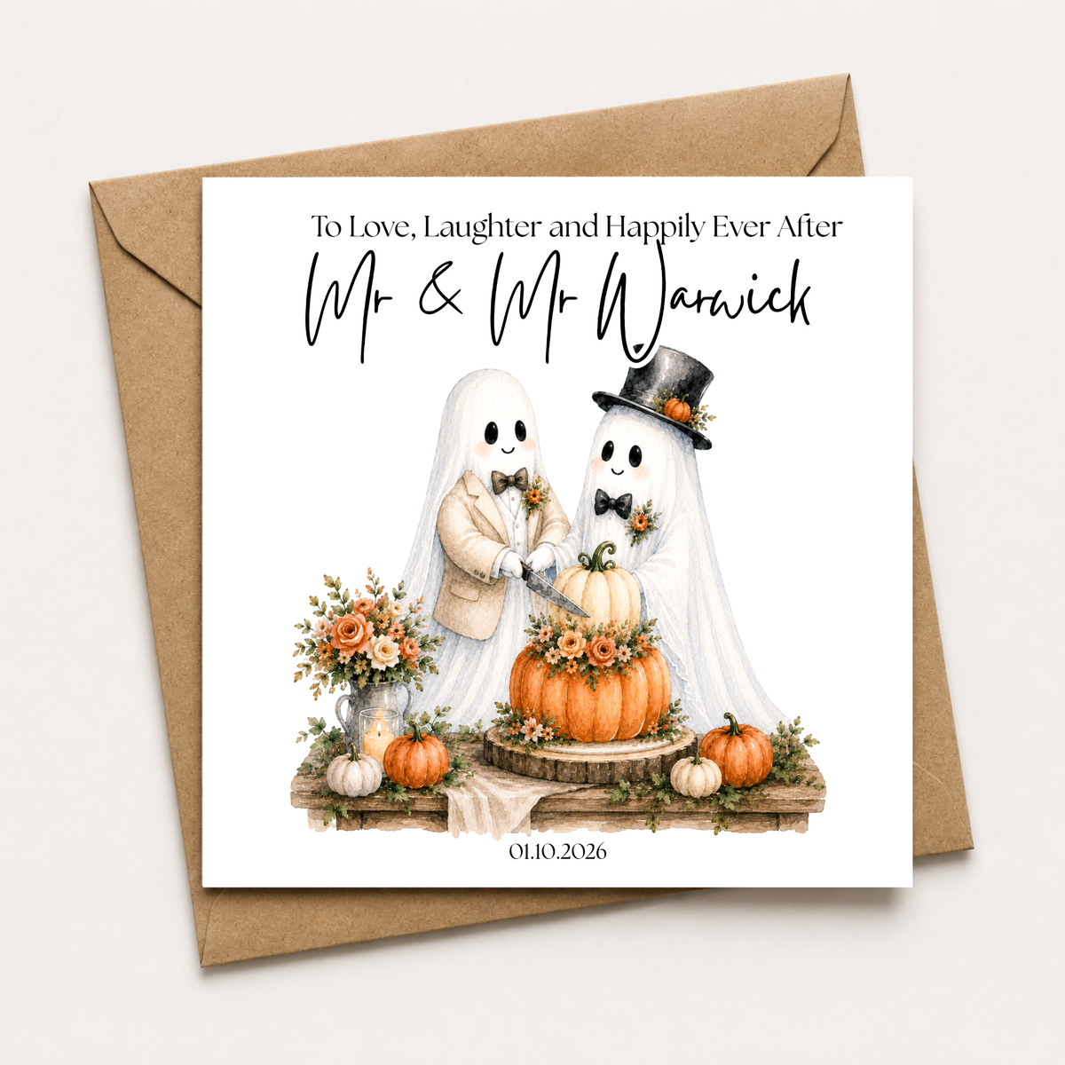 Love, Laughter & Happily Ever After Ghost Wedding Card (MM)