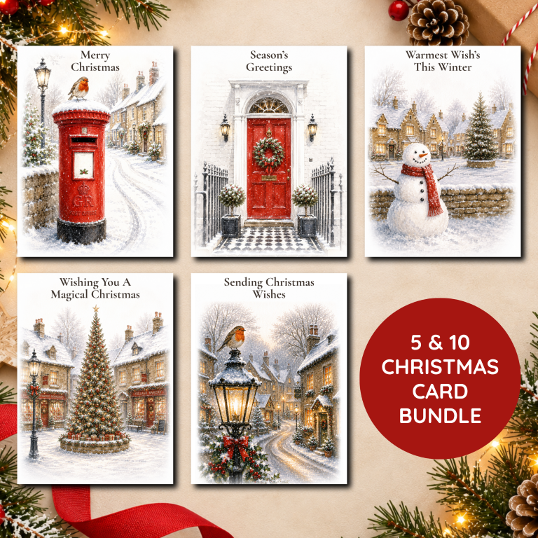 Christmas Card Bundle | 5 or 10 Assorted Christmas Cards | Luxury Christmas Cards | Christmas Card Multipack