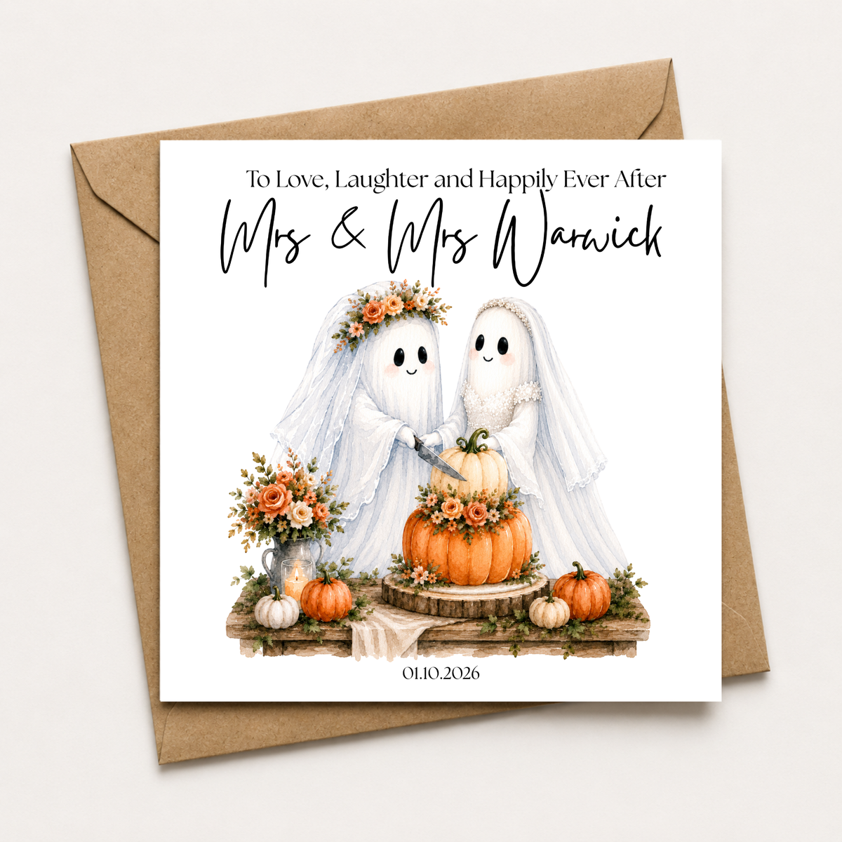 Love, Laughter & Happily Ever After Ghost Wedding Card (FF)