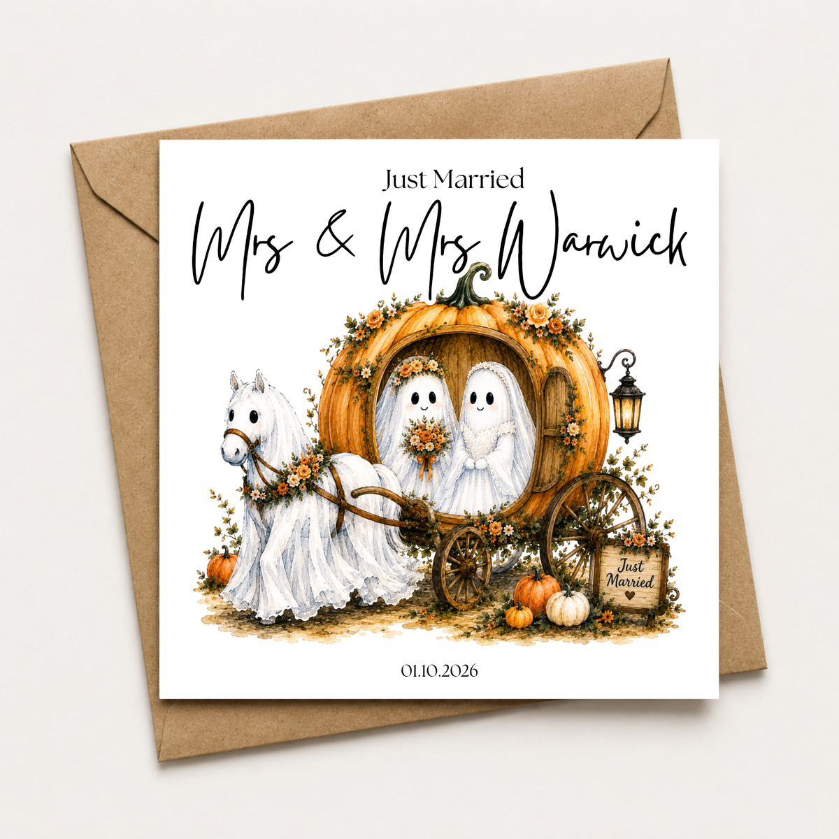 Just Married Ghost Wedding Card (FF)